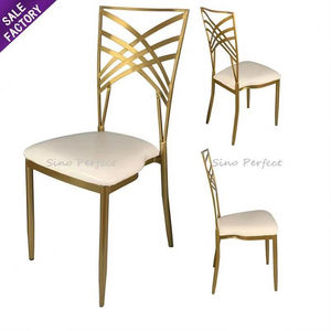Chaises de salle à manger de luxe en cuir rondes à dossier rond en métal doré blanc empilables Sinoperfect, chaise de dîner élégante - Product Image 5
