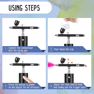 Ensemble d'aérographes électriques avec pompe à air, rechargeable par USB, alimentation par gravité, vitesse réglable, pour travaux d'art, peinture de modèles - Product Image 4