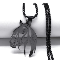 Mode acier inoxydable creux tête de cheval pendentif collier mignon Animal chaîne hommes décontracté esprit équestre Collection