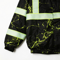 Blouson bomber réfléchissant pour homme, style streetwear |   Veste de sécurité thermique noire à motif craquelé néon |   Veste coupe-vent pour le travail nocturne en extérieur