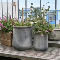 Pot Bunga Warna-warni Kustom Terlaris, Pot Tanam Taman Luar Ruangan, Tahan Lama, Ringan, Ramah Lingkungan, dari Serat Tanah Liat