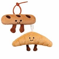 Porte-clés en peluche personnalisé en forme de pain à hamburger, pendentif de sac, poupée fille, jouet alimentaire, vente en gros