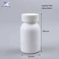 Vente en gros de contenants en plastique ronds vides de 150 cc pour médicaments, pilules, vitamines, capsules avec couvercle