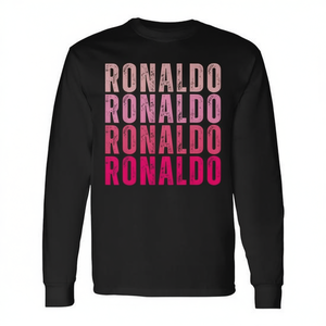 T-shirt à manches longues avec nom personnalisé Ronaldo, col rond, impression numérique, unisexe, pour adultes, sports et jeux - Product Image 2