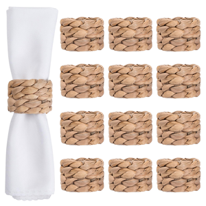 Anneaux de serviette en jacinthe d'eau en gros, chemin de table en osier style bohème pour mariage et repas, fabricant Vietnam - Product Image 1