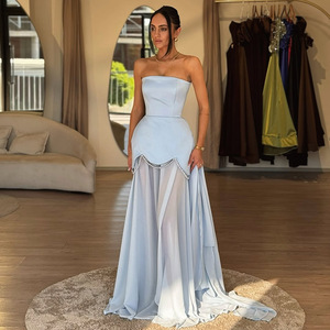 Robe de <span class=keywords><strong>soir</strong></span>ée élégante OUDINA, nouvelle collection été, sans bretelles, à une épaule, avec ruban plissé, <span class=keywords><strong>pour</strong></span> femmes - Product Image 4