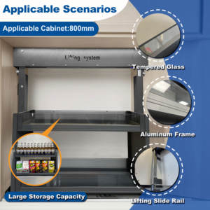 Die meisten Trend artikel Guangzhou Aland Smart 2 Tier Pull-Down-Regals chrank Aluminium legierung Rahmen Glas Platzsparend für die Küche - Product Image 2