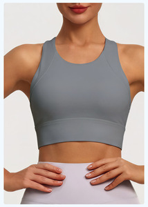 Soutien-gorge de sport sans couture pour femme, col carré, dos nageur, maintien moyen, yoga, fitness, couleur unie, respirant, séchage rapide, Spandex Polyester - Product Image 4