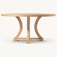 Table à manger moderne de luxe avec plateau en marbre rond, base en bois massif arqué, pour 6 personnes, meubles pour la maison et les restaurants