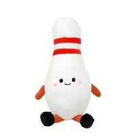 Peluche mignonne en forme de quilles de bowling avec rayures rouges, ultra douce, jouet anti-stress pour câliner et offrir, ajoutant une touche ludique à votre espace