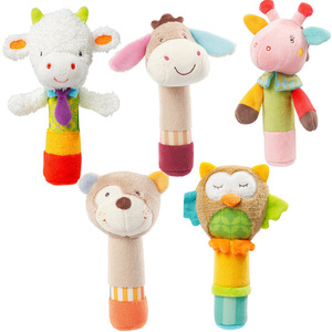 Marionnette à main pour nouveau-né, jouet doux et en peluche, <span class=keywords><strong>hochet</strong></span> apaisant en forme d'animal, <span class=keywords><strong>hochet</strong></span> à bâtonnet BB - Product Image 1
