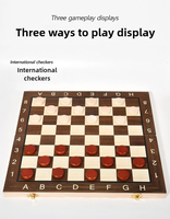 Jeu d'échecs, de dames et de backgammon en bois 3 en 1 avec logo personnalisé, plateau pliable portable pour adultes et enfants