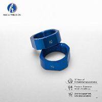Tour CNC de précision pour écrous hexagonaux en aluminium anodisé bleu, filetage interne, tolérance 0,01 mm, 3/4/5 axes, électroérosion à fil, applications robotique et aérospatiale, complet