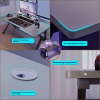 Bureau d'ordinateur pour la maison, le gaming e-sport, le bureau, table d'étude minimaliste, table d'écriture, motif fibre de carbone, surface en panneau MDF haute densité