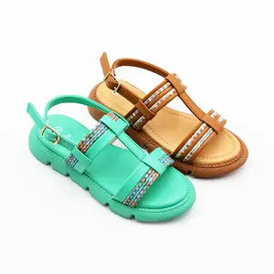 High Quality Summer Children Outwear colorful kids Sandals PU Leather Flat Casual Girl 4 years Slippers sandale enfant fille