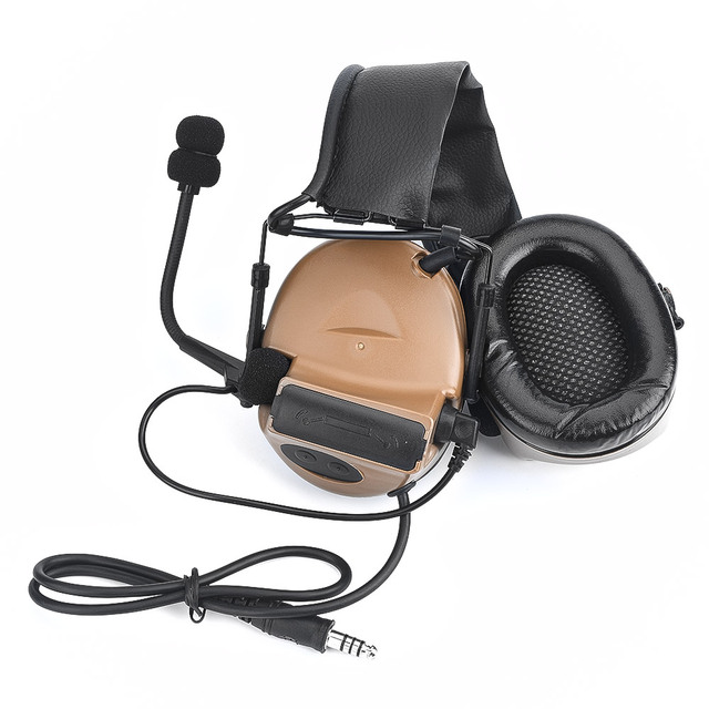 WADSN WZ041 Tactical Active Noise Cancelling Over-Ear Headset with Hearing Protection Wired 2 AA Battery Outdoor Use Microphone