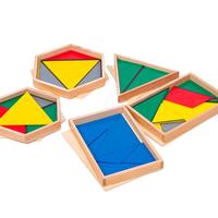 QISHOU Montessori – Jeu de construction géométrique en bois avec triangles, jouet éducatif pour l'apprentissage des mathématiques, pour enfants de 3 ans et plus, développement cognitif