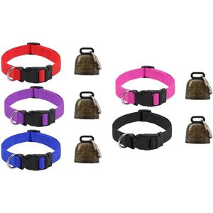 Colliers pour chèvres Yitaocity avec clochettes, en nylon réglable, lot de 5, colorés, anti-perte, clochettes sonores pour petits animaux de ferme - Product Image 1