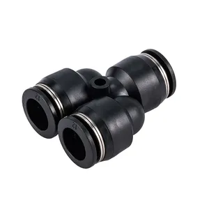 Conector pneumático tipo y da série py em encaixe preto, PY-6