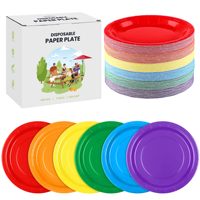 Assiettes jetables en vrac de 7 pouces, dégradé vert, assiettes rondes résistantes, fournitures pour desserts, fournitures pour fêtes d'anniversaire, mariages