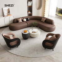 SHEZI Modern beyaz kumaş yuvarlak koltuk takımı Boucle yarı dairesel kavisli otel Villa daire oturma odası için