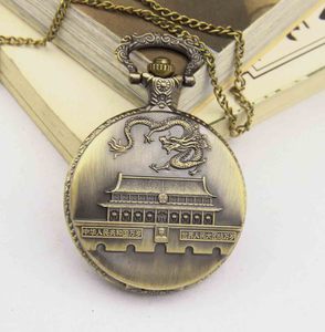 Reloj de Bolsillo Antiguo con Movimiento de Cuarzo, Diseño de Bandera de la <span class=keywords><strong>Gran</strong></span> Muralla China, Joyería Conmemorativa Turística - Product Image 3