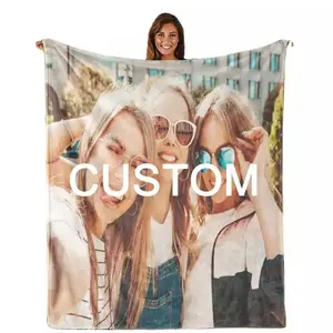 OEM персонализированный дизайн, чистый шерпа флисовый бросок 3D фото цифровая печать сублимационная пользовательское белое одеяло с логотипом