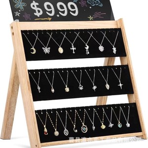 Wooden Three Tier Jewelry Display Rack Solid Wood <b>Desktop</b> Stand For Pendant Bracelet Earring Storage Organizer <b>Shelf</b> - Product Image 4