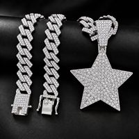 Collier chaîne cubaine en alliage avec pendentif pentagramme Hip Hop, serti de zircone cubique, plaqué PVD, bijou unisexe tendance