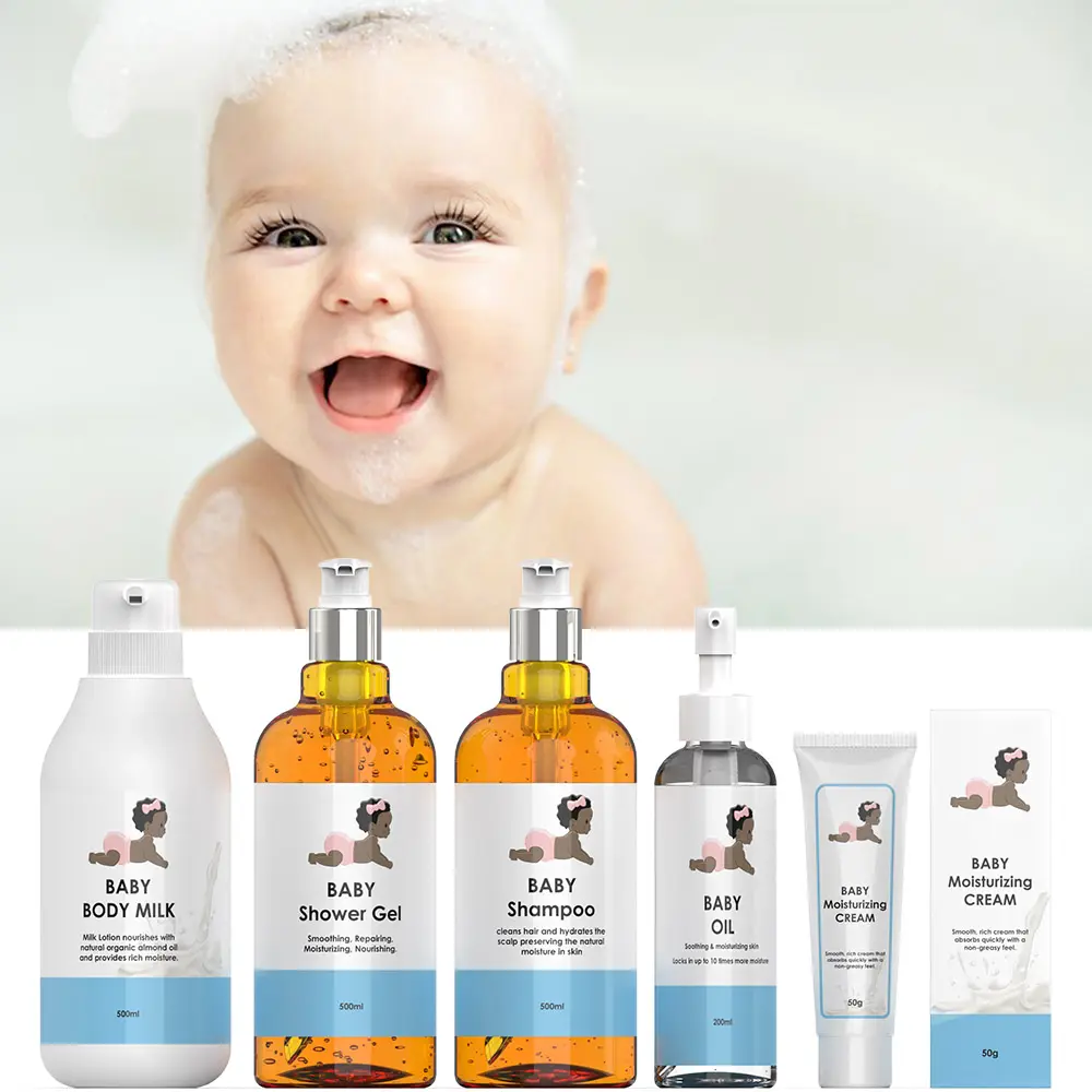 Set di prodotti per la cura della pelle del bambino vegano biologico delicato naturale Set di bottiglie idratanti fabbrica di cosmetici OEM con etichetta privata