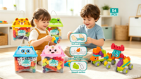 Ensemble de blocs de construction souples pour tout-petits, avec de grandes briques flexibles aux coins arrondis, jeu d'empilage créatif, développement de la motricité fine