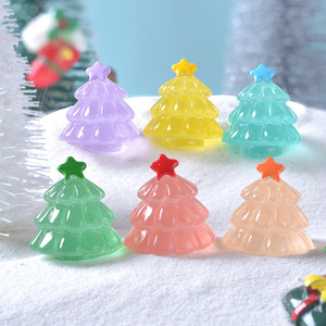 Mini Árbol de Navidad Luminoso de Resina, Brilla en la Oscuridad, Estatua de Pino Navideño Colorida, Regalo de Decoración Navideña - Product Image 1