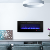 Luxstar 30 "cheminée électrique murale effet de flamme réaliste thermostat réglable gradateur télécommande 1500W acier américain