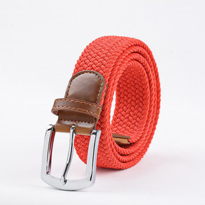 पुरुष महिला एडजस्टेबल ब्रेडेड खिंचाव चमड़े के लोचदार कपड़े बेल्ट - Product Image 1