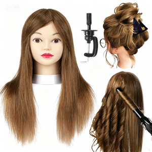 Tête <span class=keywords><strong>de</strong></span> Mannequin <span class=keywords><strong>Afro</strong></span> 100% <span class=keywords><strong>Cheveux</strong></span> Naturels pour Formation en Coiffure, Tête <span class=keywords><strong>de</strong></span> Poupée Cosmétologique avec <span class=keywords><strong>Cheveux</strong></span> Yaki, Tête d'Entraînement pour Coiffeur - Product Image 2