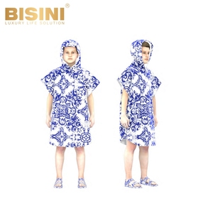 Nouvelle serviette de plage 2-en-1 pour enfants, séchage rapide, absorbante, imprimé porcelaine bleu et blanc, <span class=keywords><strong>poncho</strong></span> de change pour voyage, été 2026 - Product Image 2