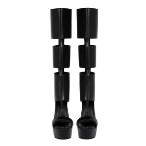 אופנה חדשה סקסי נשים רחב פס שחור מסלול רזה עקבים גבוהים נעלי נשים - Product Image 4