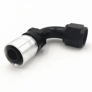 6An An6 Aluminum Black Crimp On Bend Straight 45degree 90degree 180degree Fuel Line Oil Cooler Hose Ends Fittings