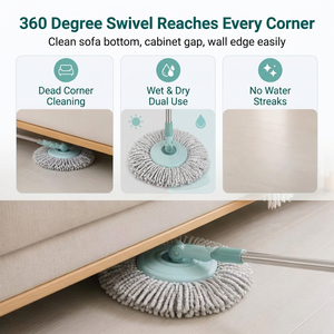 Ensemble serpillière rotative en microfibre auto-nettoyante portable à 360° et seau pour le nettoyage des sols à la maison - Product Image 4