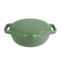 Cocotte ovale en fonte émaillée avec couvercle grill réversible, ustensile de cuisson 2-en-1 rose