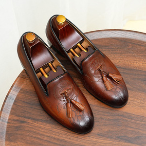 Zapatos de Vestir Casuales de Negocios de Cuero Oxford con Cordones y Estampado Impermeables de Lujo para Niños, Adecuados para Eventos Formales y Fiestas - Product Image 4