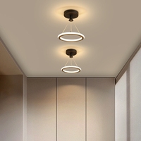 Plafonnier LED moderne pour la maison, ultra-fin, à intensité variable, alimenté en courant alternatif, noir et or, petit, en acrylique, élégant, pour la maison, le bureau, l'intérieur, le couloir