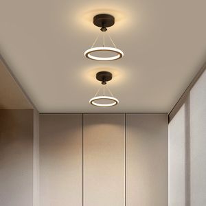 Lámpara de Techo LED Moderna para el Hogar, Ultrafina, Regulable, Alimentada por Corriente Alterna, Negra y Dorada, Pequeña, Acrílica, Elegante, para el Hogar, la Oficina, el Pasillo Interior - Product Image 1