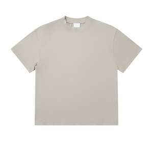 Camiseta de Hombre Marrón con Cuello Simulado, 100% Algodón Peinado, Oversize, Hombro Caído, Color Liso, Casual, Manga Corta, Lisa, Estilo Urbano - Product Image 6