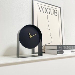 Hiện đại màu đen kim loại bàn đồng hồ 7.8 ''H với vàng tay không đánh dấu phong trào, Bảng trang trí cho phòng trong nhà, văn phòng trang trí - Product Image 2
