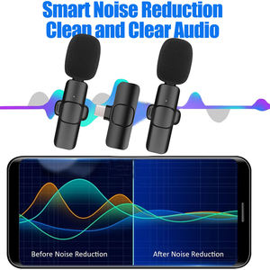 Chuyên nghiệp Mini Clip-on ve áo mic cho cuộc phỏng vấn vlogging Youtube tiktok, kép Micro không dây cho máy ảnh điện thoại - Product Image 2