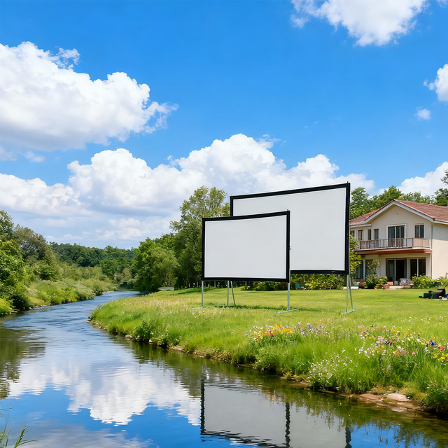 Indoor Outdoor Projection Screens with Stand 16:9HD/16:10 Wide/4:3 92 -200 Inch  Front/Rear Portable Fast Fold Projector Screen