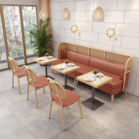 Meubles de restaurant commerciaux modernes et minimalistes, chaise en bois avec dossier en rotin, banquette, canapé, tables de restauration, chaises de salle à manger