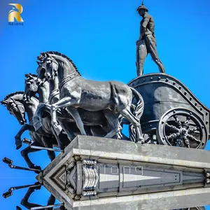 Outdoor Decoration Sculpture Metal Bronze Chariot And Horse Statue