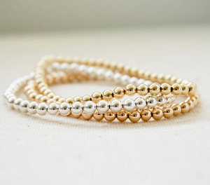 Personalized Stainless Steel <strong>Stacking</strong> <strong>Bracelet</strong> Custom Gold Beaded <strong>Bracelet</strong> As Gift for Her - Product Image 2